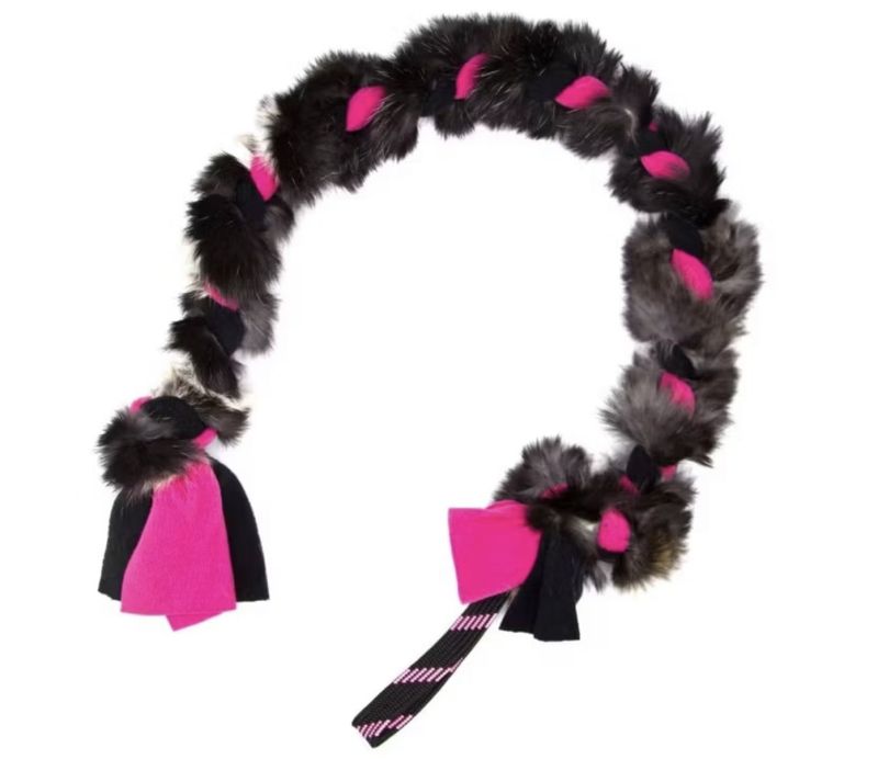 Fleece og kaninskinn flette, 75 cm 